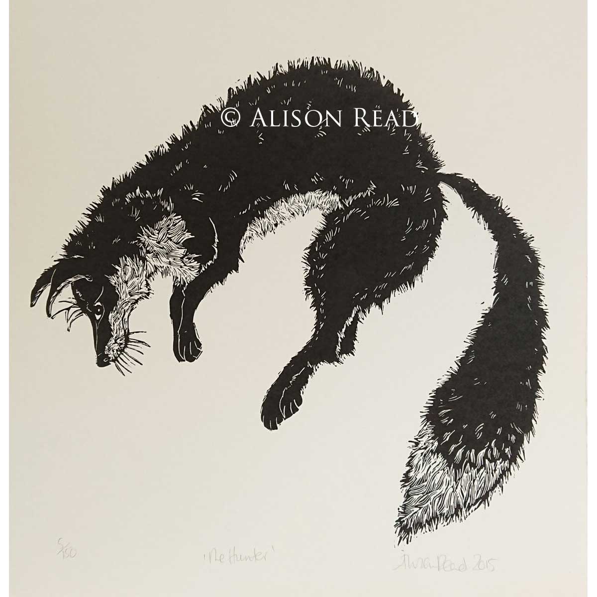 The Hunter - Linocut print by Alison Read