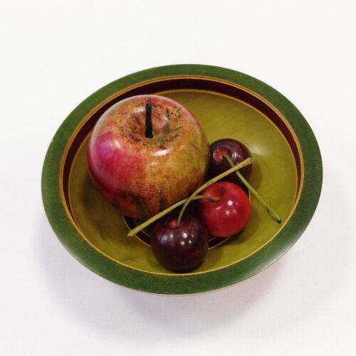 Dennis Hales - Apple and Cherry Red Green Dish Woodturning