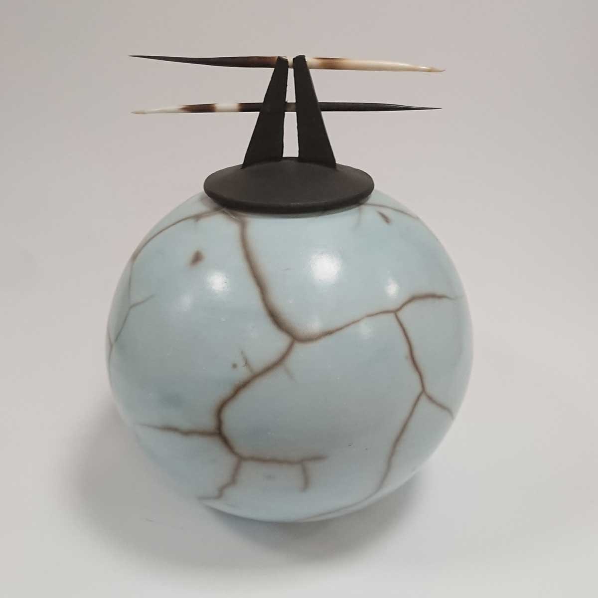 John Scott - Duck Egg Naked Raku Vase