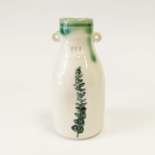 Red Earth Designs - Porcelain Milk Bottle with fern design